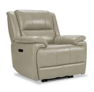 Allie Leather Dual Power Recliner - Fog