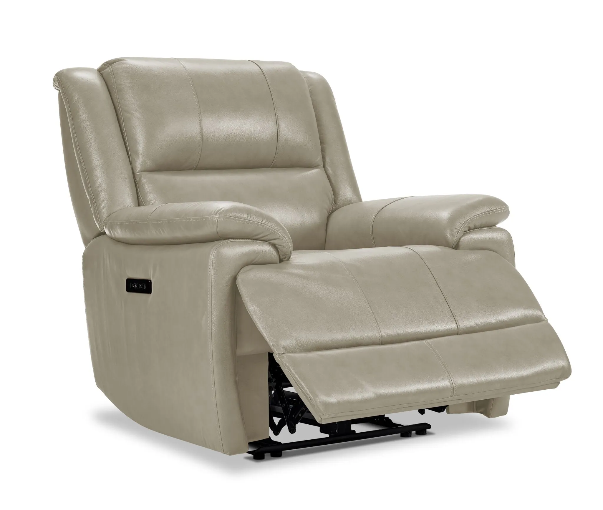 Allie Leather Dual Power Recliner - Fog