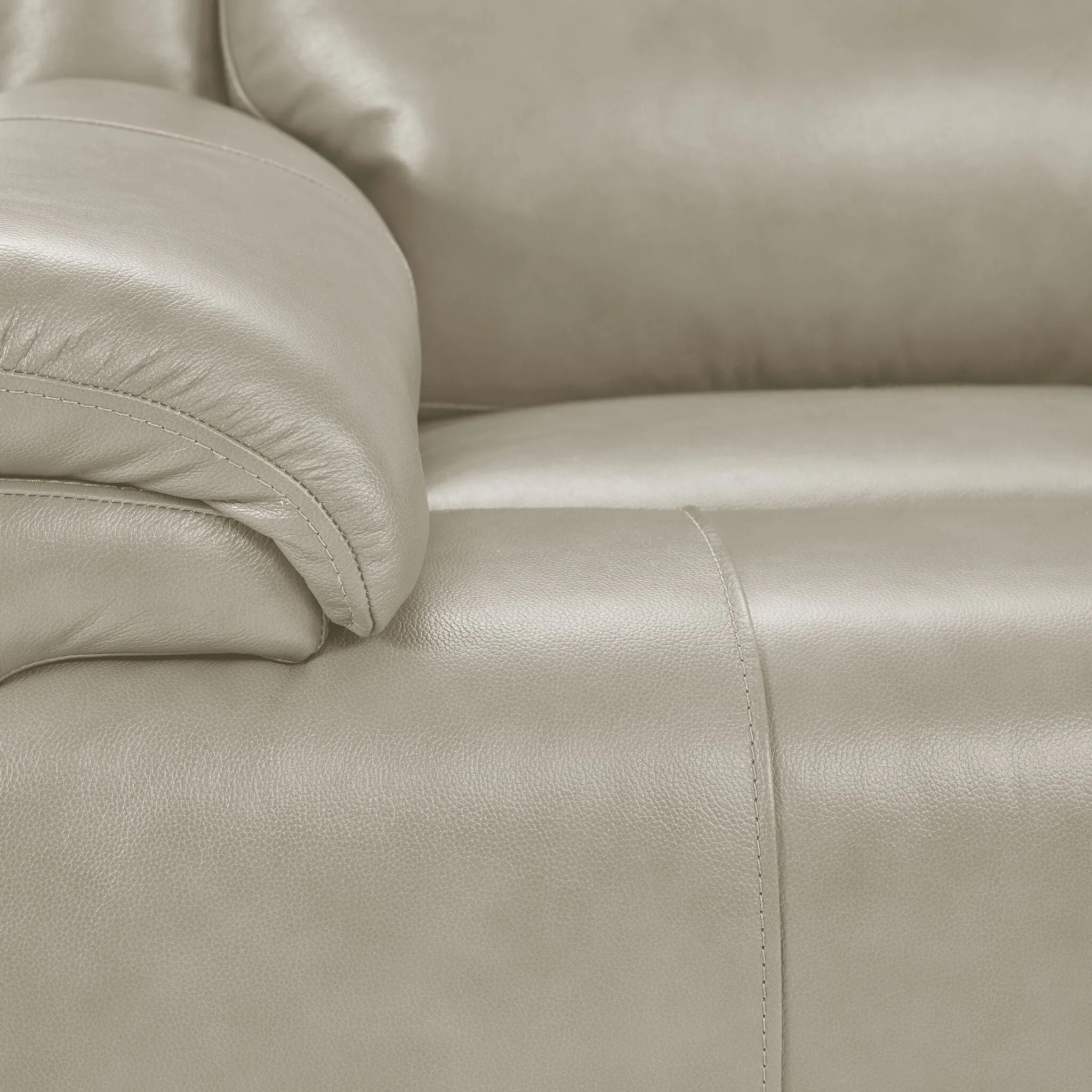 Allie Leather Dual Power Reclining Sofa and Recliner Set - Fog