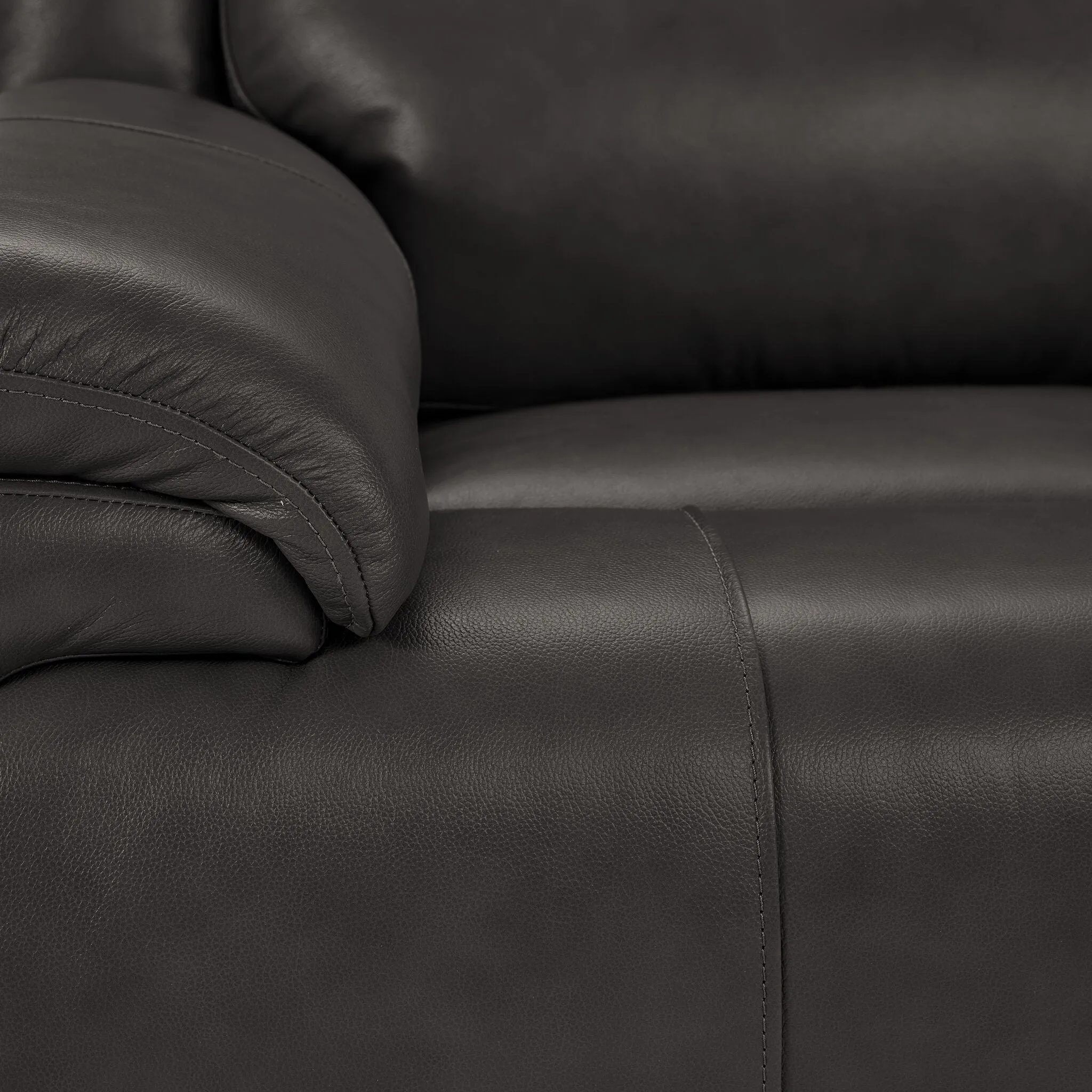 Allie Leather Dual Power Reclining Sofa and Recliner Set - Granite