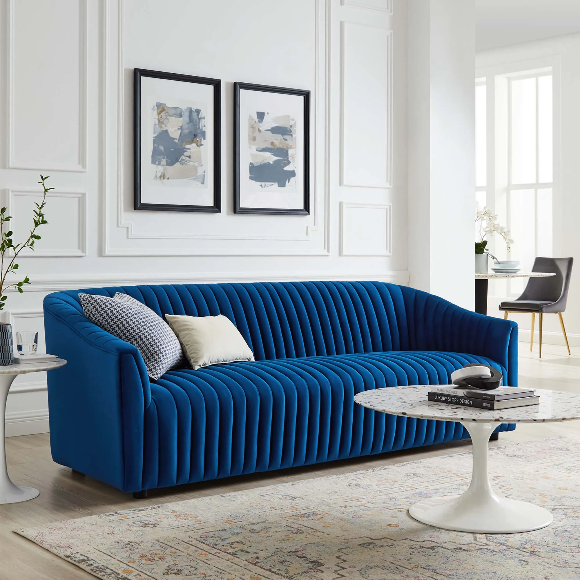 Announce Performance Velvet Channel Tufted Sofa by Modway