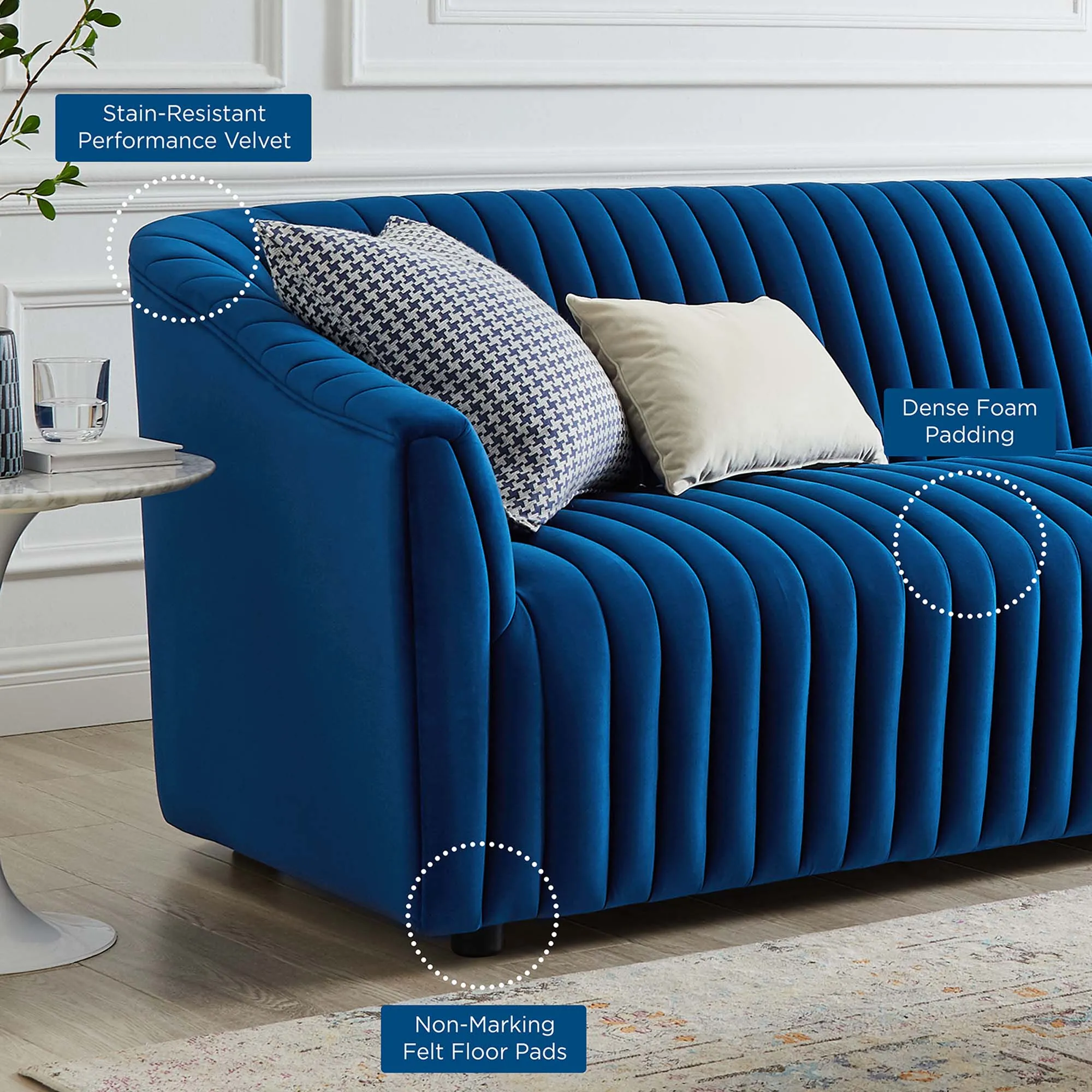 Announce Performance Velvet Channel Tufted Sofa by Modway