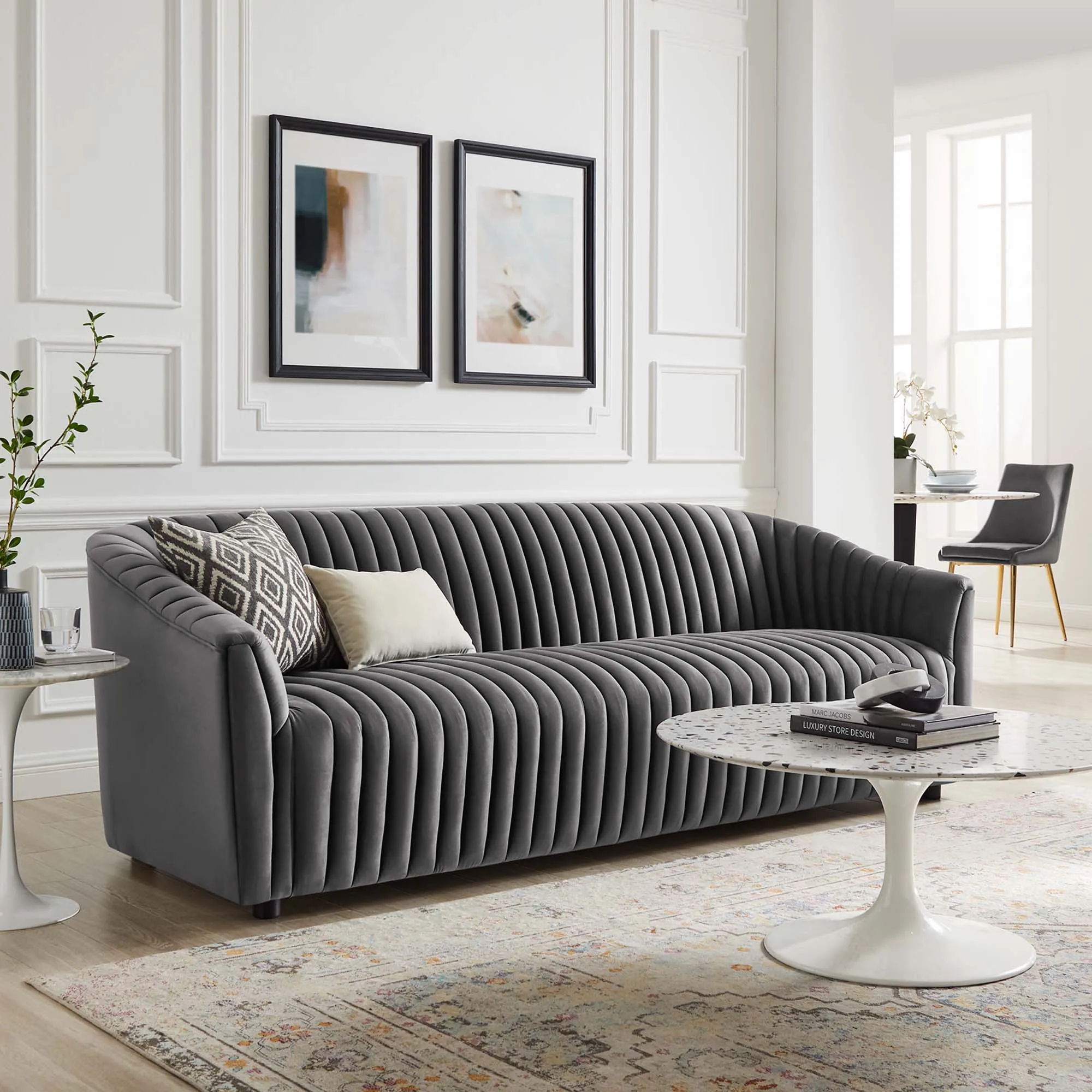 Announce Performance Velvet Channel Tufted Sofa by Modway