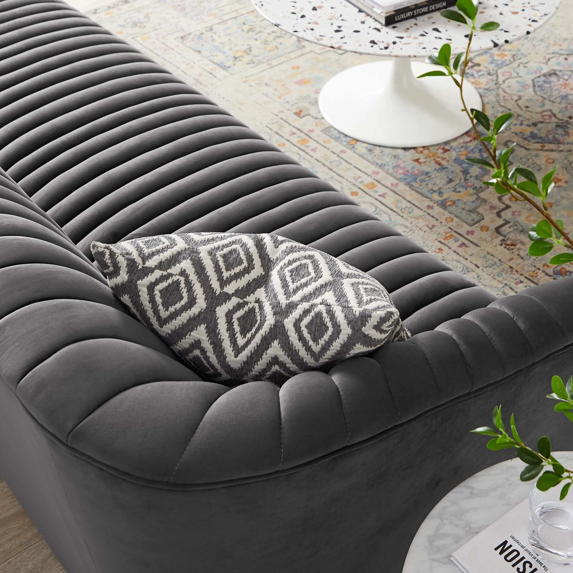 Announce Performance Velvet Channel Tufted Sofa by Modway