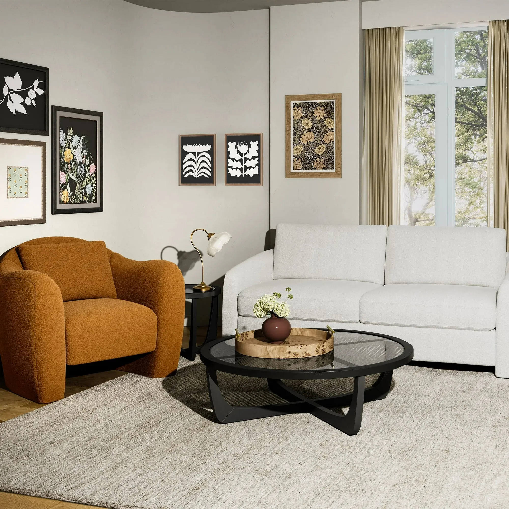 Beautiful LS-BT-019 Drew Small Space Sofa, Cream