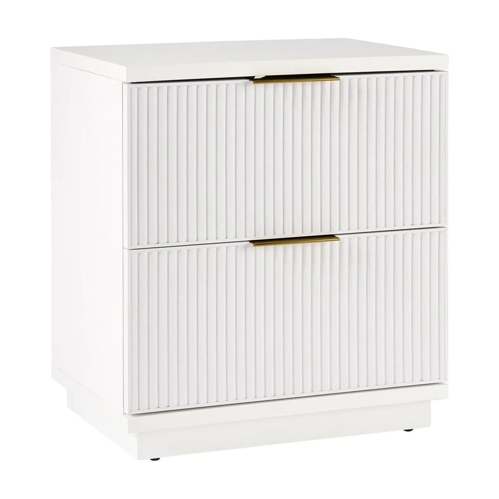Better Homes & Gardens BHS436249972039 Lillian Fluted 2-Drawer Nightstand with USB, White Finish