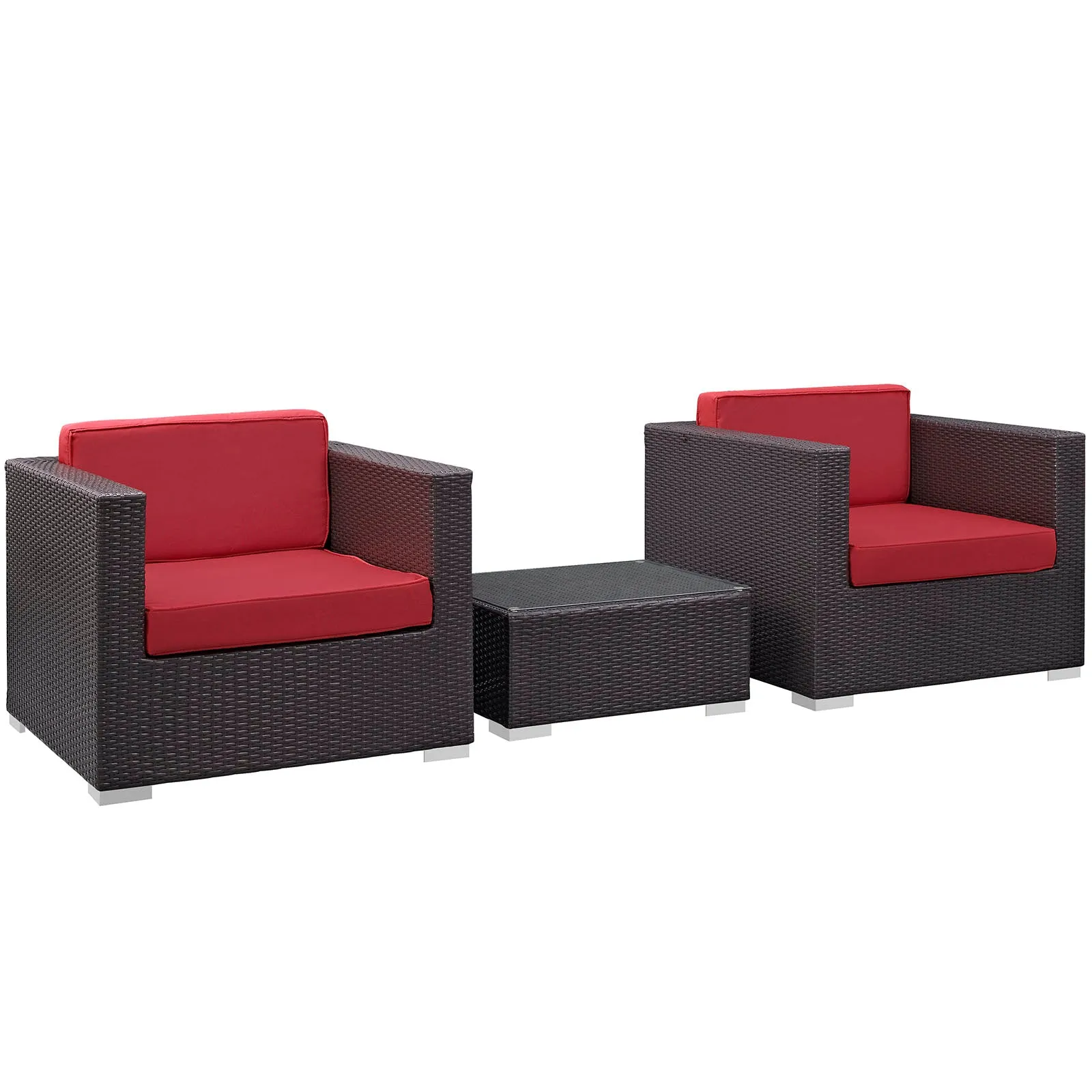 Burrow 3 Piece Outdoor Patio Sofa Set by Modway