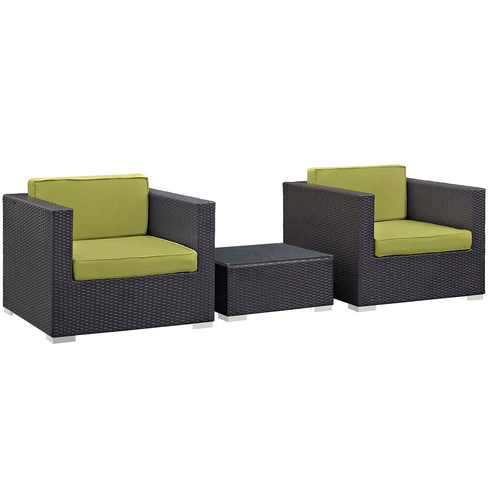 Burrow 3 Piece Outdoor Patio Sofa Set by Modway