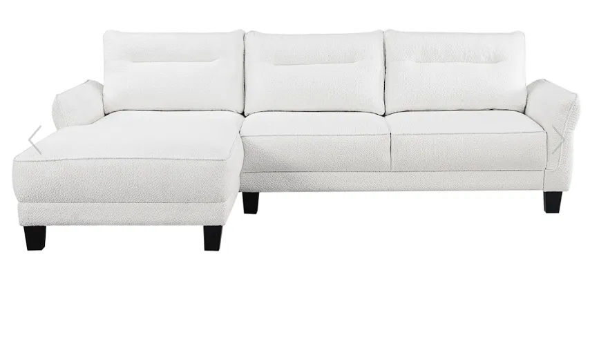 Caspian Upholstered Curved Arms Sectional Sofa White and Black