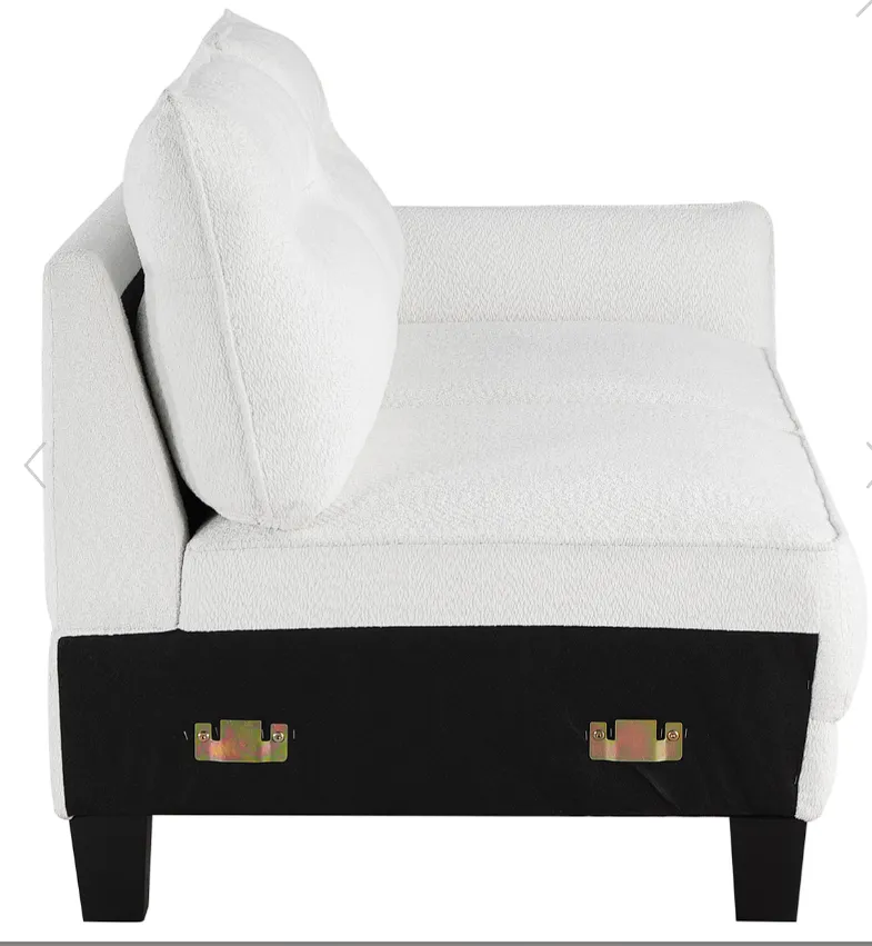 Caspian Upholstered Curved Arms Sectional Sofa White and Black