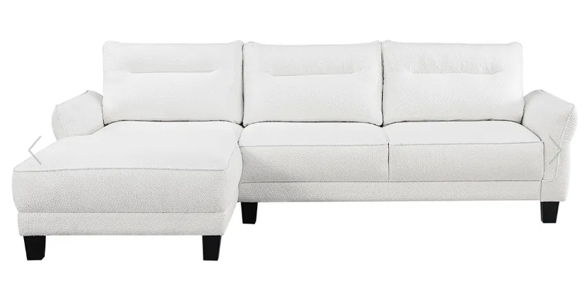 Caspian Upholstered Curved Arms Sectional Sofa White and Black