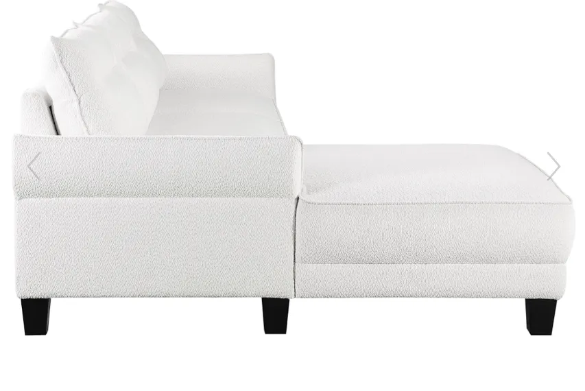 Caspian Upholstered Curved Arms Sectional Sofa White and Black