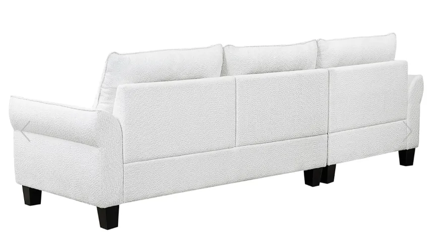Caspian Upholstered Curved Arms Sectional Sofa White and Black