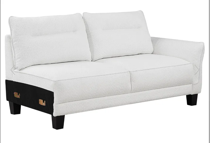 Caspian Upholstered Curved Arms Sectional Sofa White and Black