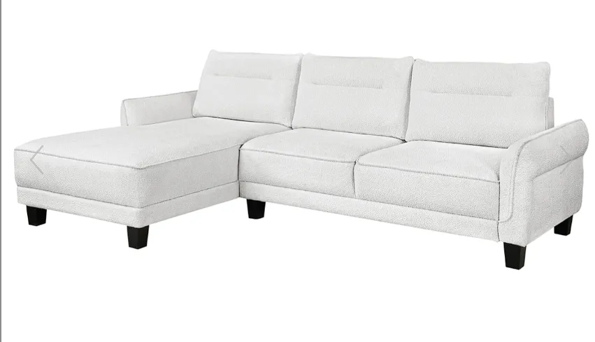 Caspian Upholstered Curved Arms Sectional Sofa White and Black
