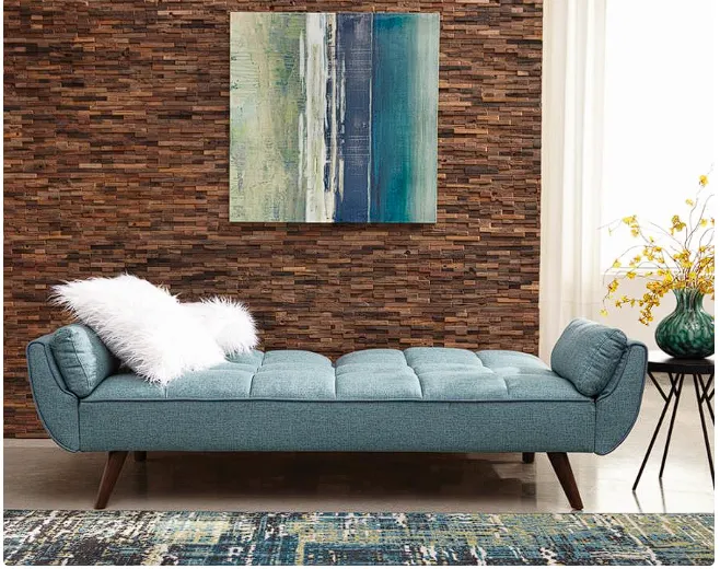 Caufield Biscuit-tufted Futon Turquoise Blue