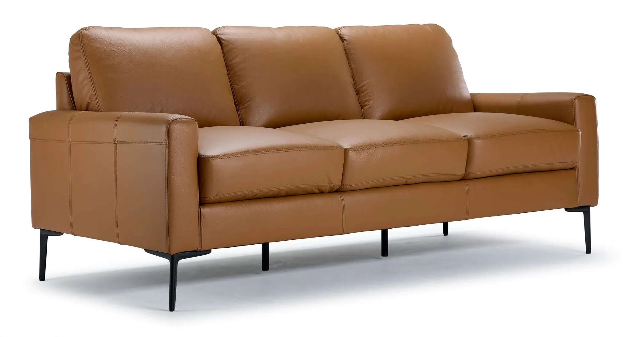 Chito Leather Sofa and Chair Set - Saddle