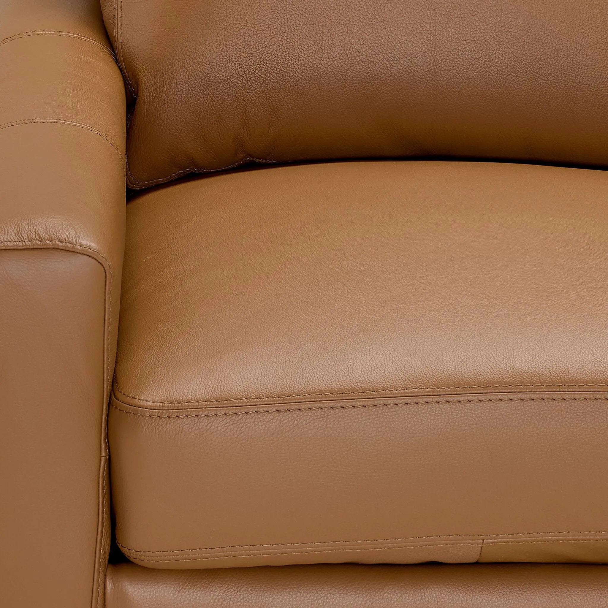 Chito Leather Sofa and Chair Set - Saddle