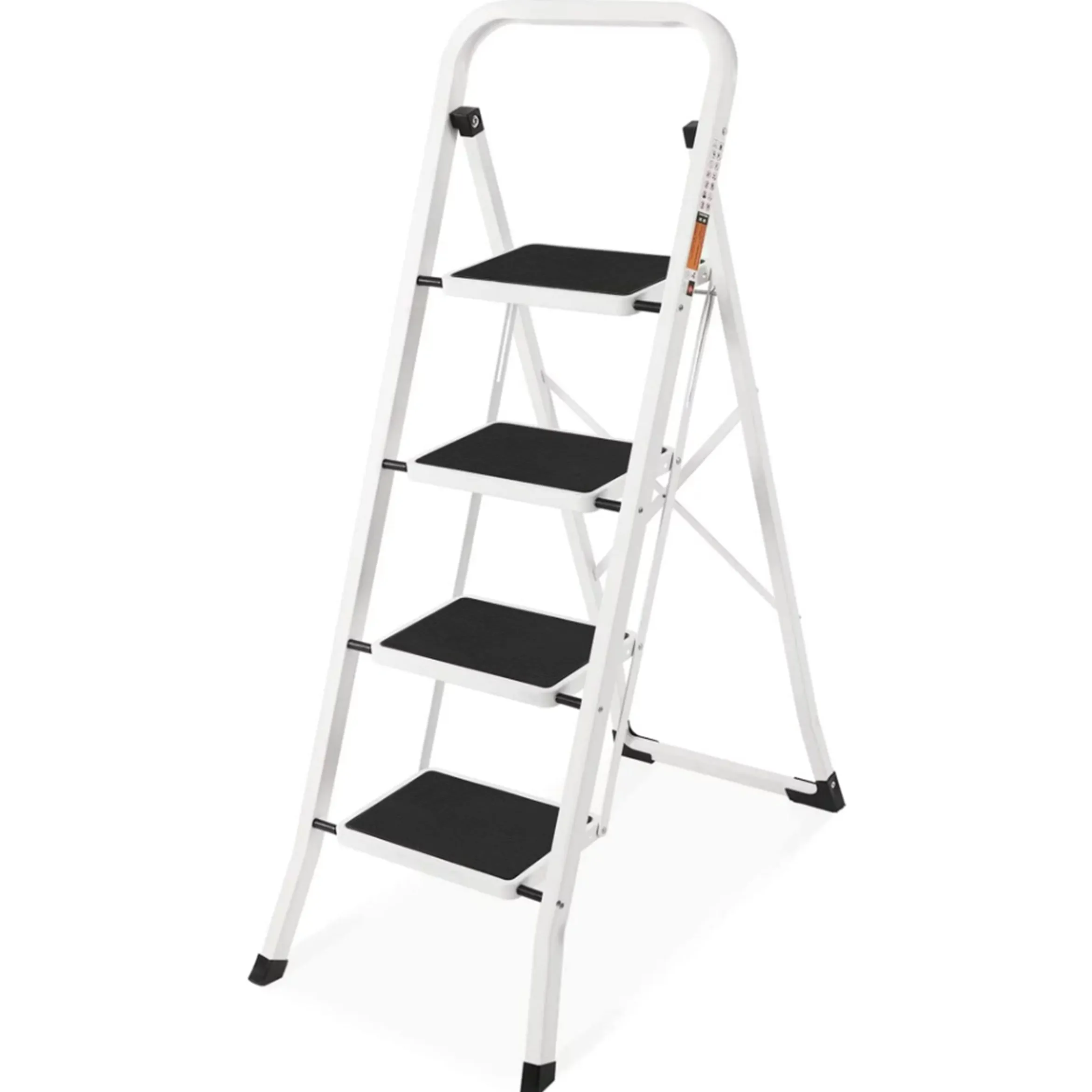 Coolhut SP006-FGT-White-4step Folding Step Stool With Wide Anti-Slip Pedal, 4-Step White