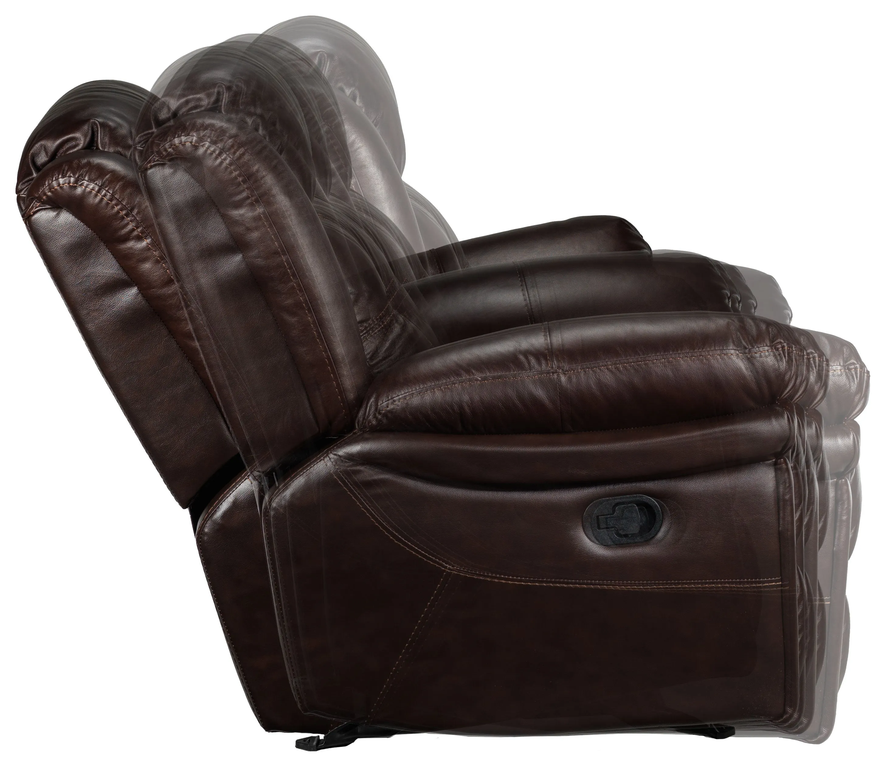 Cooper Leather Reclining Sofa, Reclining Loveseat with Console and Recliner Set - Brown
