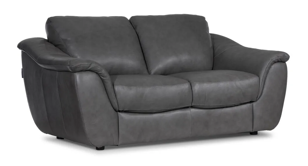 Harris Leather Sofa and Loveseat Set - Grey