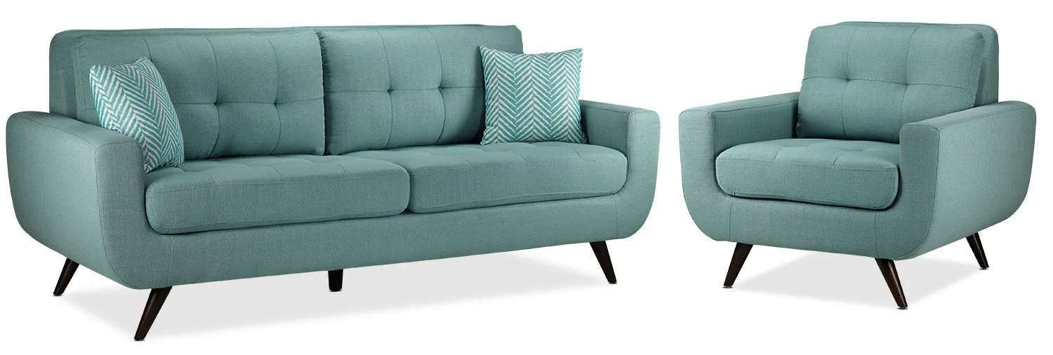Julian Sofa and Chair Set - Teal