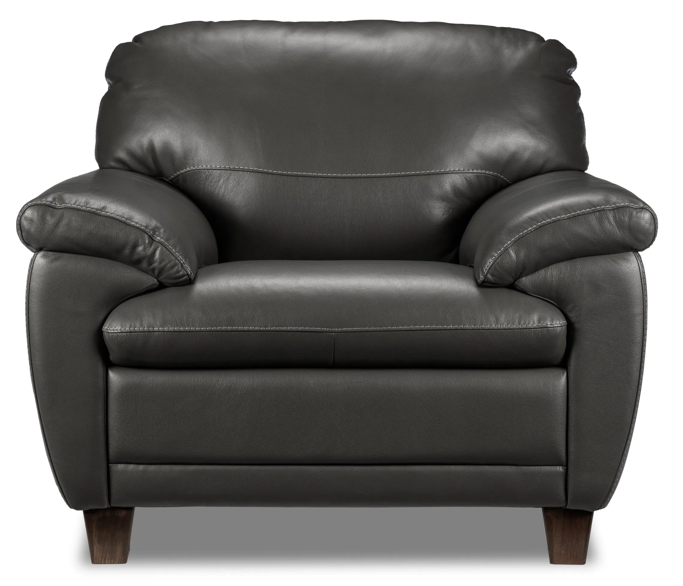 Leonardo Leather Sofa and Chair Set - Grey