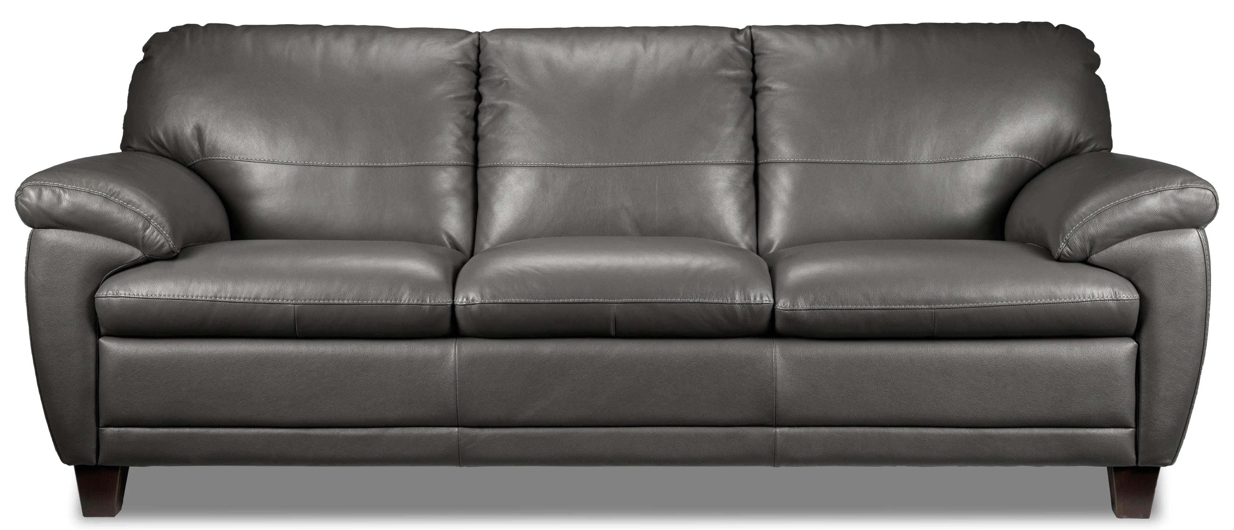 Leonardo Leather Sofa and Loveseat Set - Grey