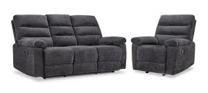 Lucie Dual Reclining Sofa and Recliner Set - Charcoal