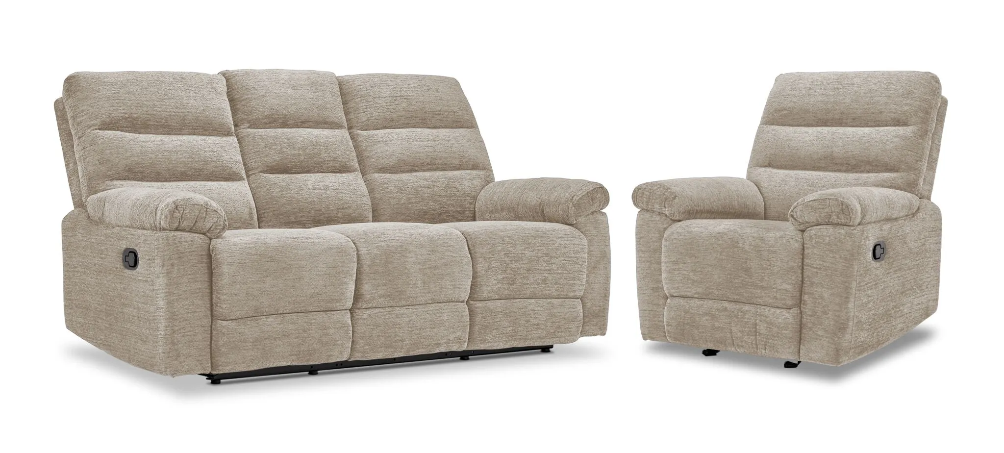 Lucie Dual Reclining Sofa and Recliner Set - Ivory