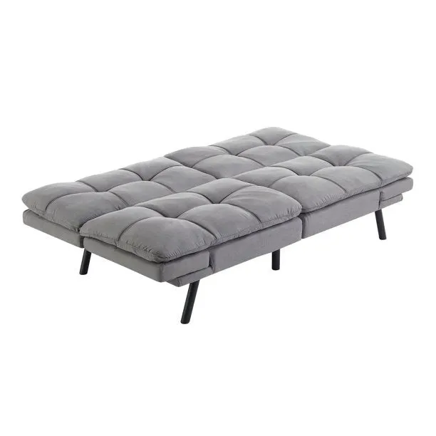 Mainstays BC-267 GREY Memory Foam Futon, Gray Faux Suede, grey