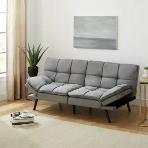 Mainstays BC-267 GREY Memory Foam Futon, Gray Faux Suede, grey