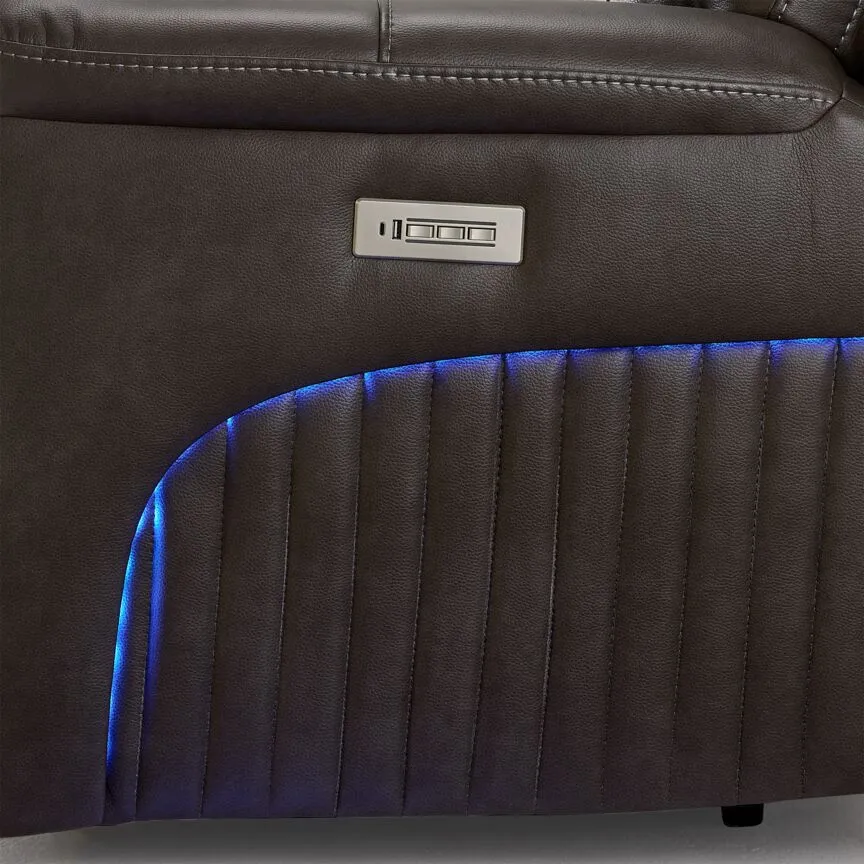 Matrix Triple Power Reclining Sofa with Multimedia System, Heat and Air Massage - Smoke