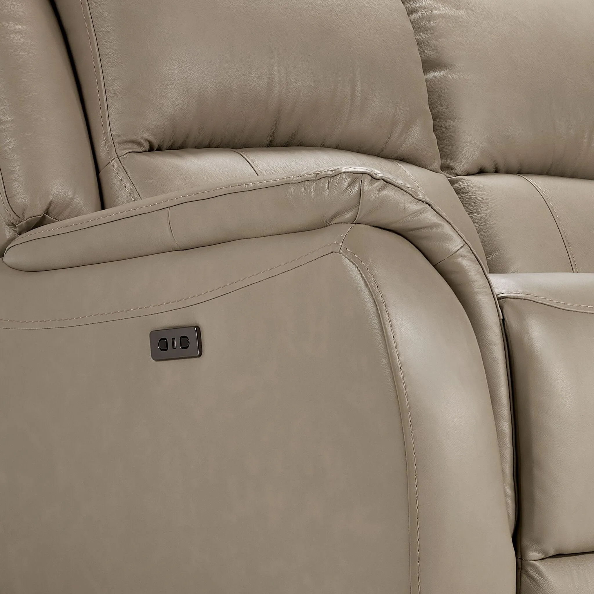 Maxton Leather Power Reclining Sofa and Chair Set - Taupe