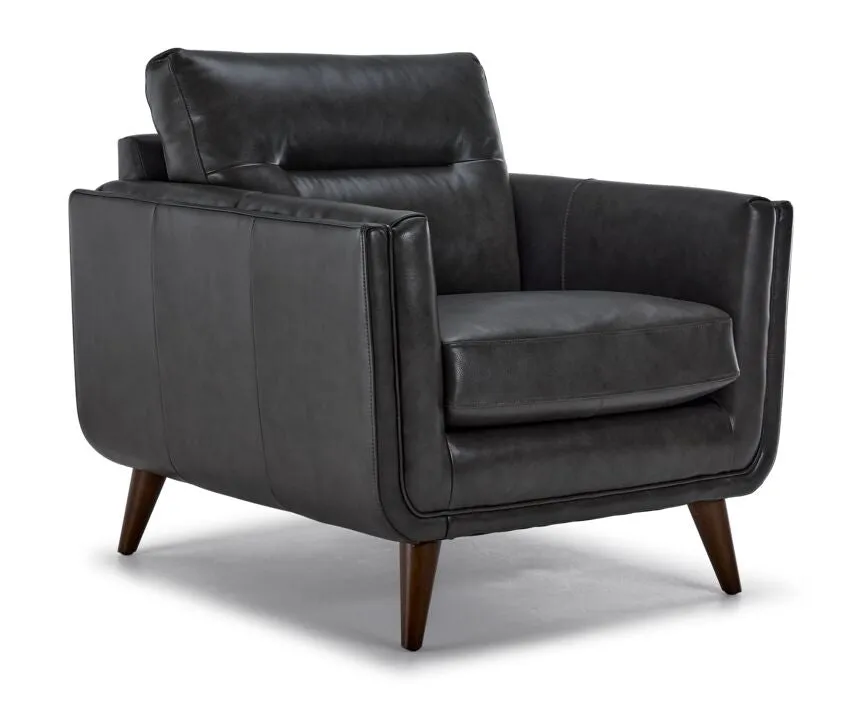 Miguel Leather Sofa, Loveseat and Chair Set - Charcoal