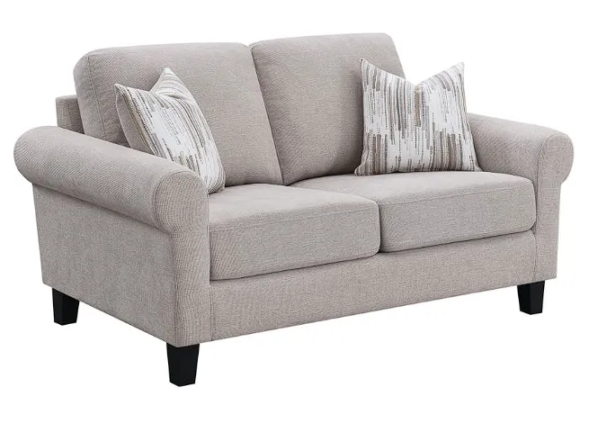 Nadine Upholstered Round Arm Living Room Oatmeal
