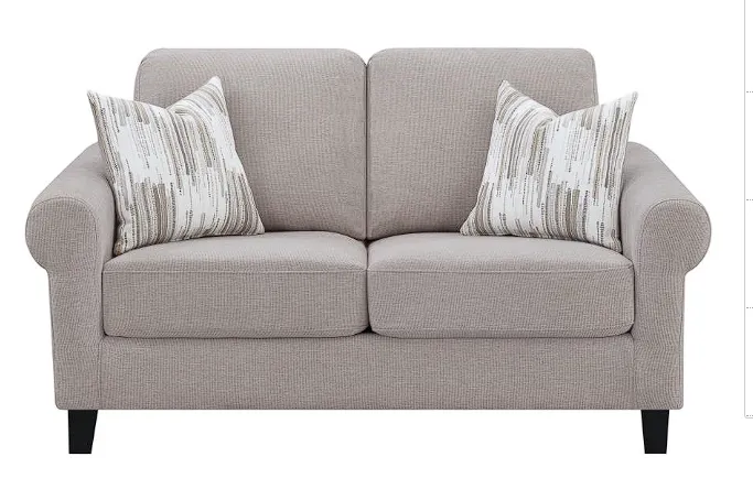 Nadine Upholstered Round Arm Living Room Oatmeal