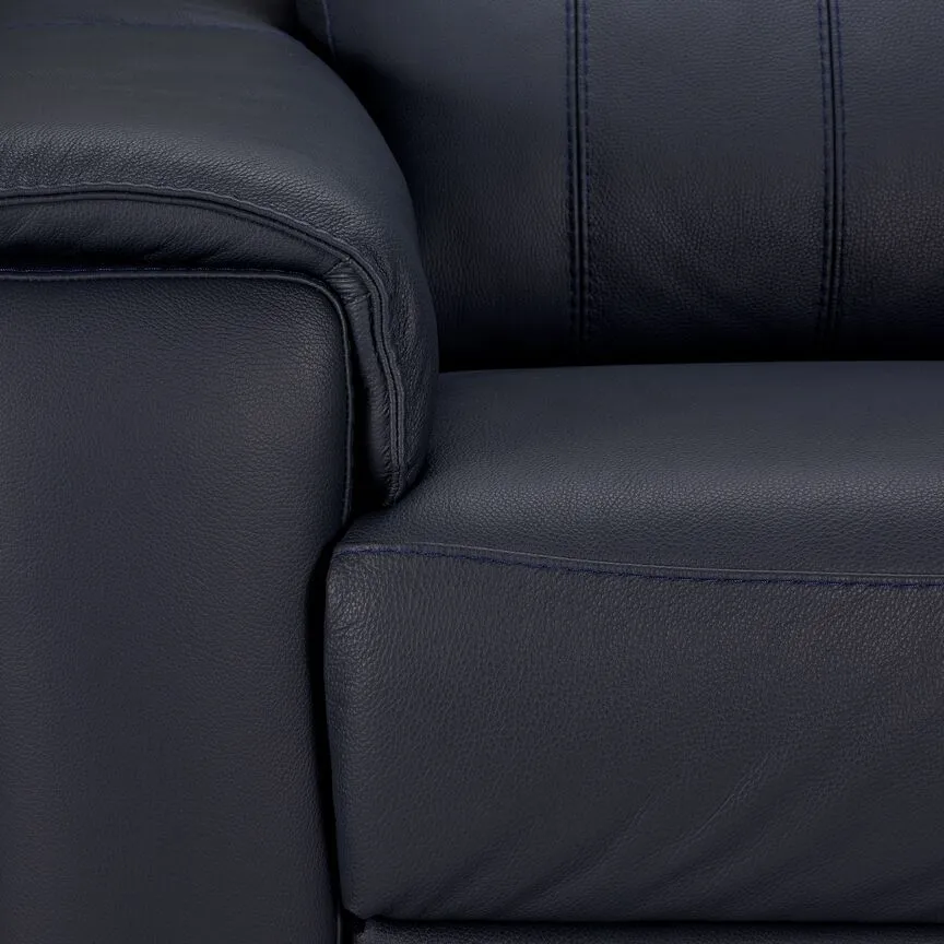 Orlando-Ray Leather Sofa, Loveseat and Chair Set-Blue