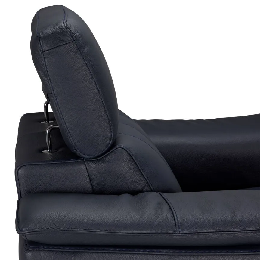 Orlando-Ray Leather Sofa, Loveseat and Chair Set-Blue