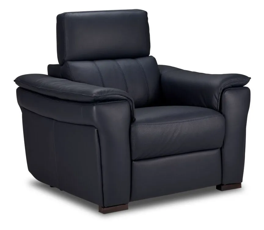 Orlando-Ray Leather Sofa, Loveseat and Chair Set-Blue