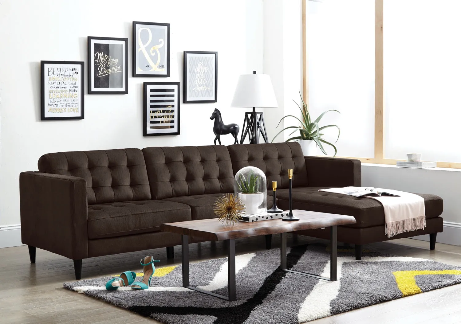Paragon 2-Piece Sectional with Right-Facing Chaise - Dark Chocolate