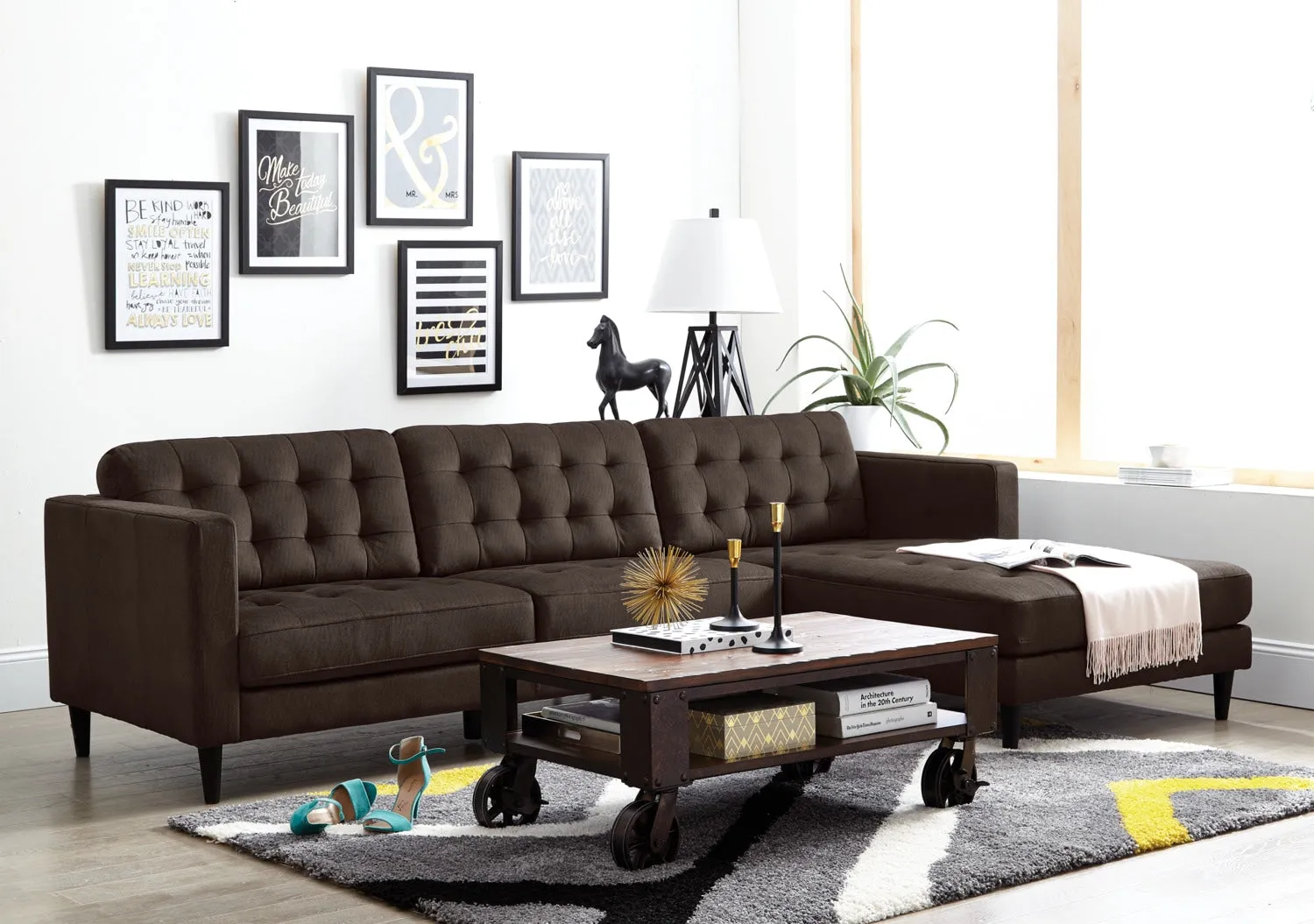 Paragon 2-Piece Sectional with Right-Facing Chaise - Dark Chocolate