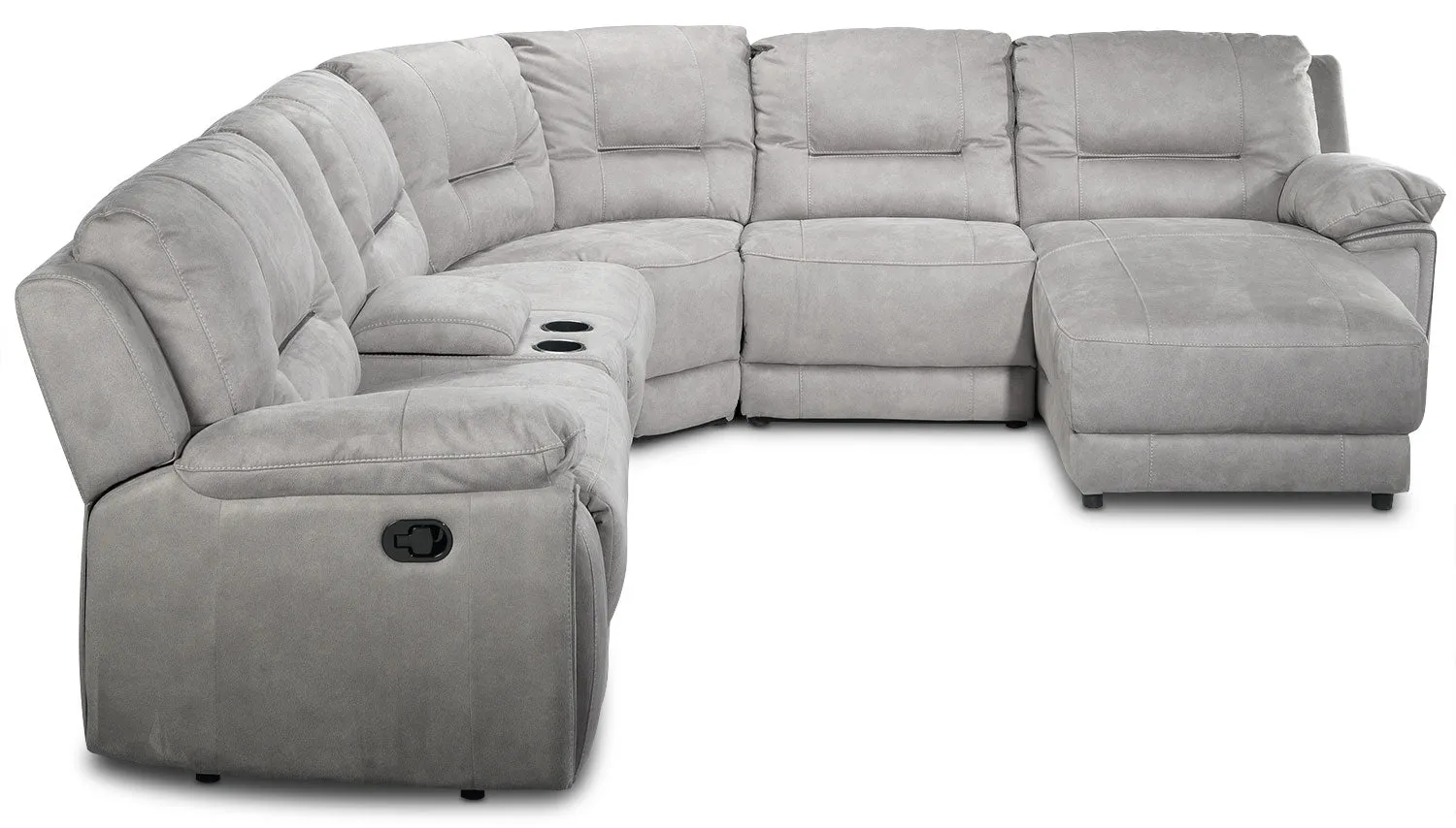 Pasadena 6-Piece Reclining Sectional with Right-Facing Chaise - Light Grey