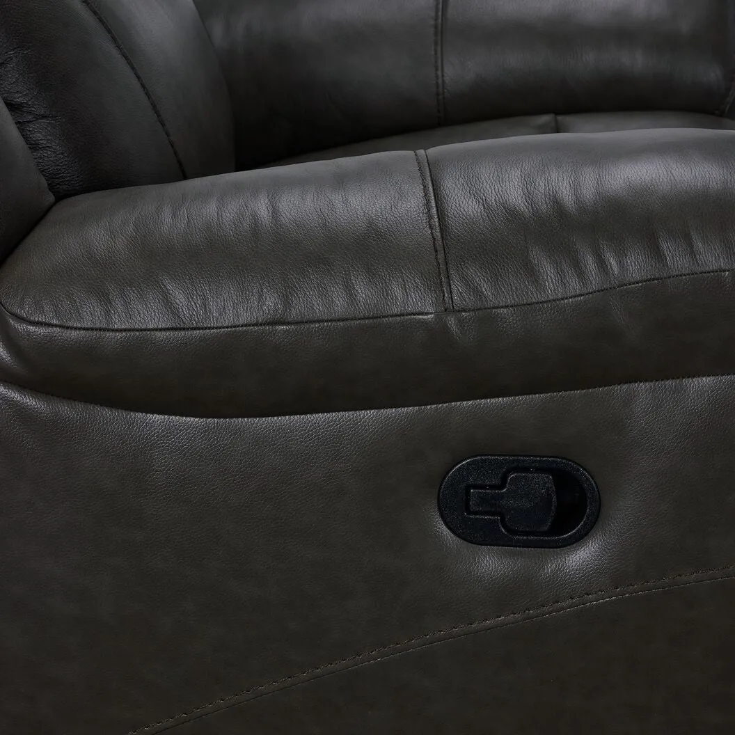 Plaza Leather Reclining Sofa and Loveseat Set - Grey