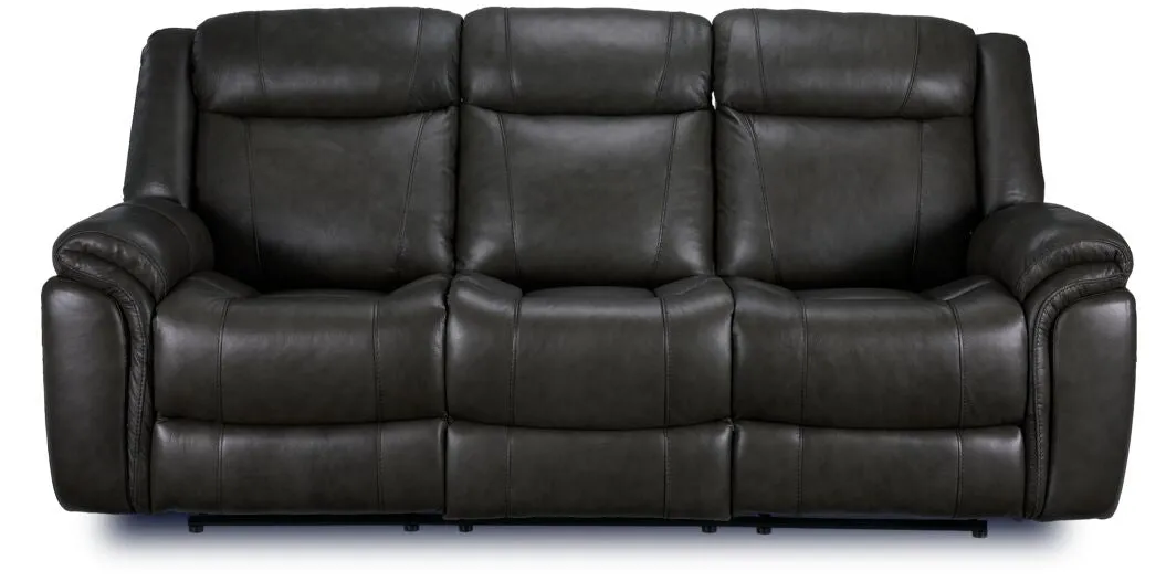 Plaza Leather Reclining Sofa and Loveseat Set - Grey