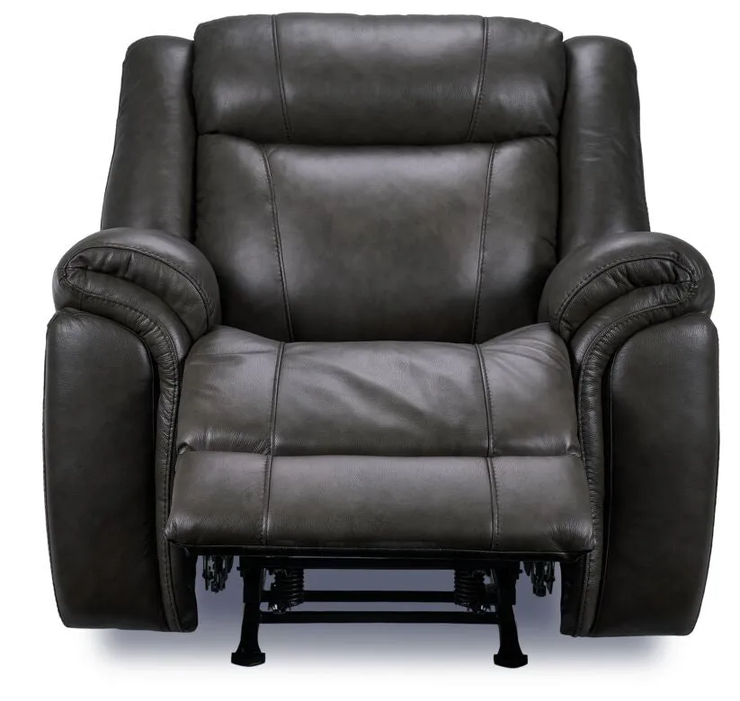 Plaza Leather Reclining Sofa and Rocker Recliner Set - Grey