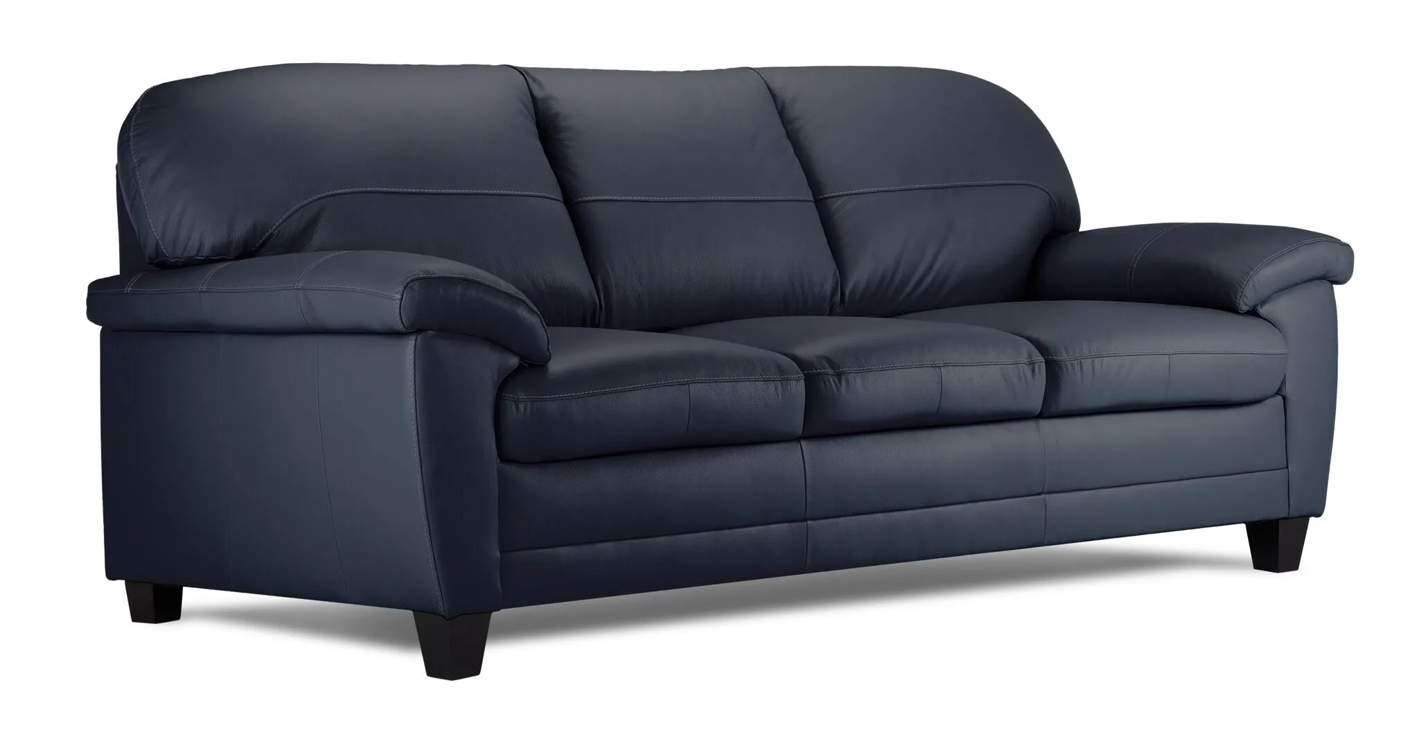 Raphael Leather Sofa, Loveseat and Chair Set - Navy