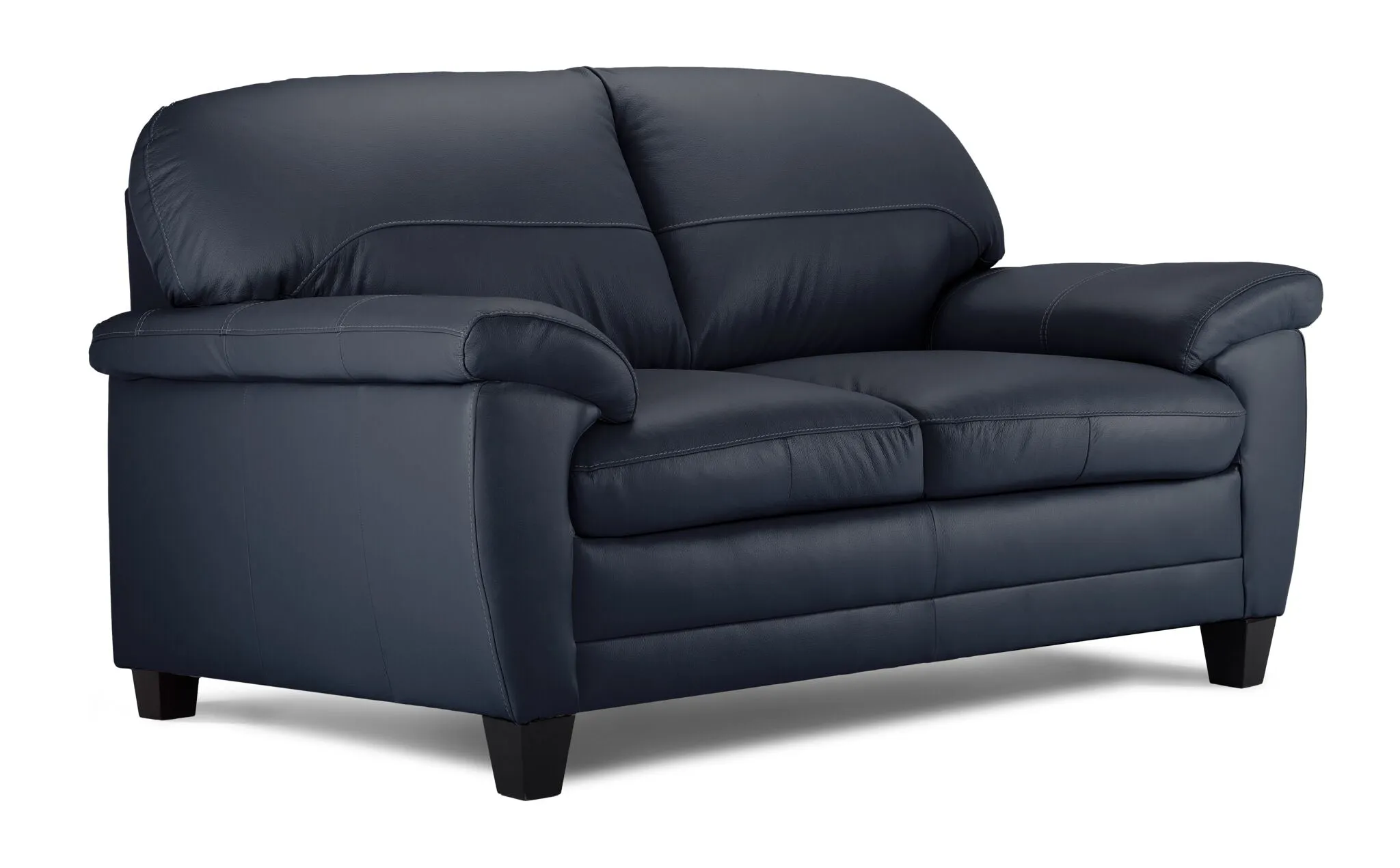 Raphael Leather Sofa, Loveseat and Chair Set - Navy