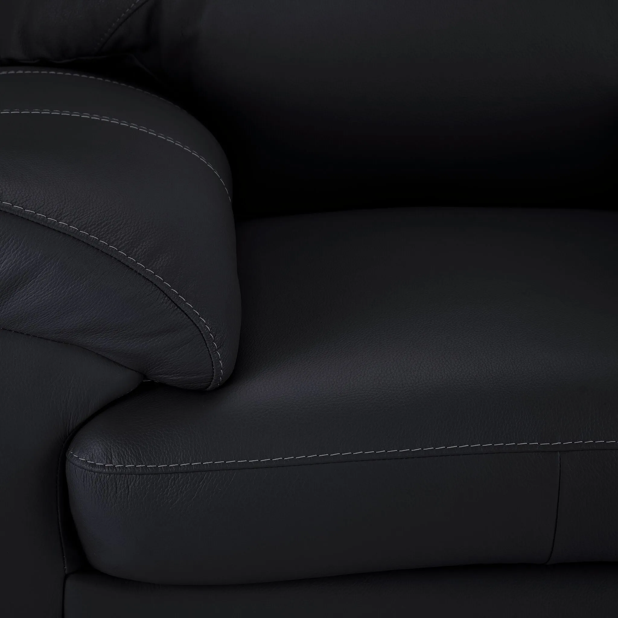 Raphael Leather Sofa, Loveseat and Chair Set - Raven