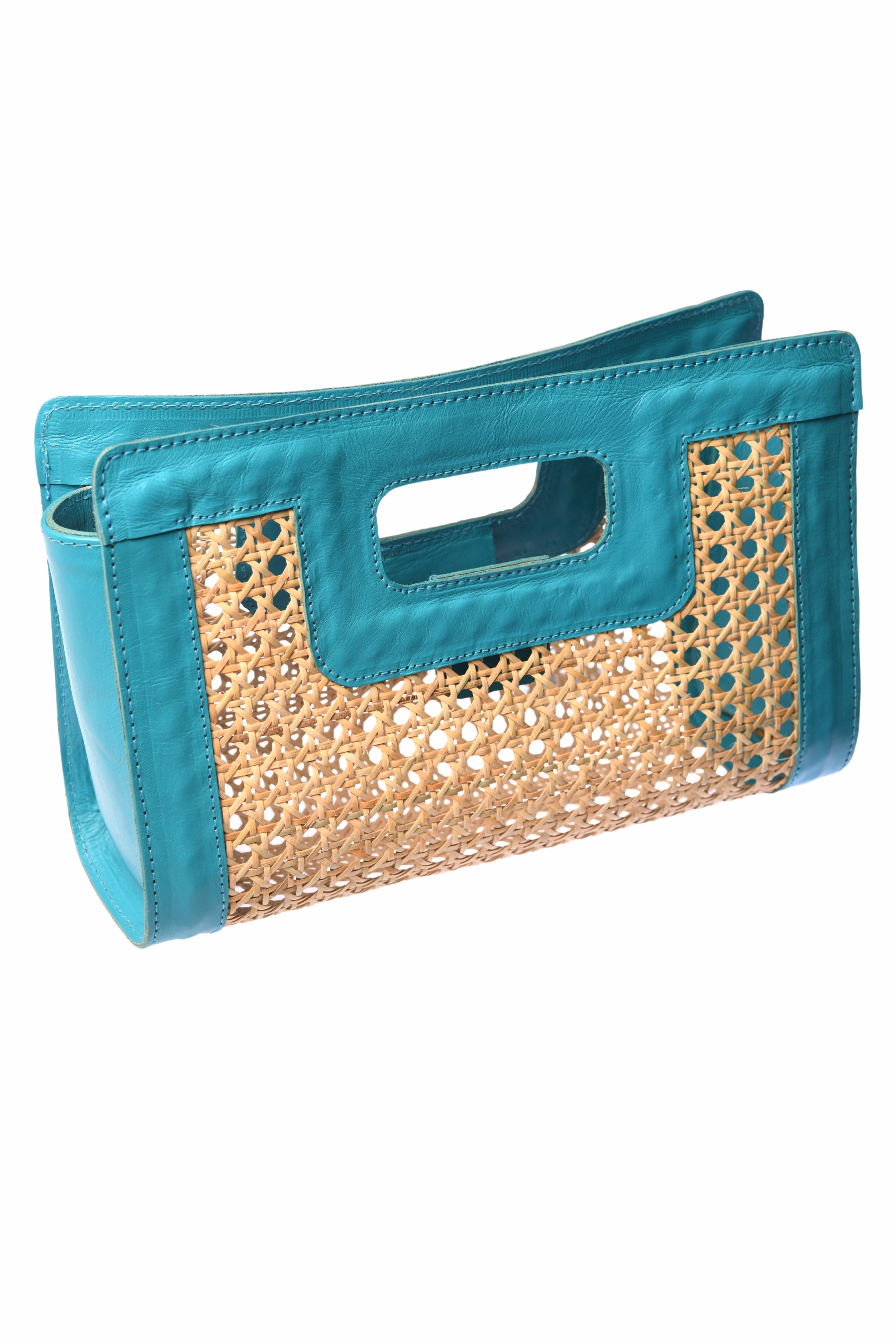 Rattan Clutch / Turquoise